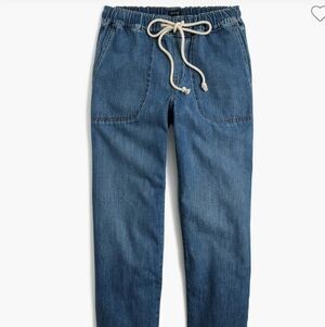 J. Crew Denim Straight-Leg Jeans with Drawstring - Blue